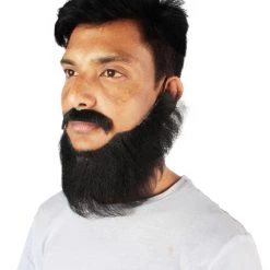 HPO Men's Synthetic Hair Long Beard Cosplay Facial Hair Multiple Color Options