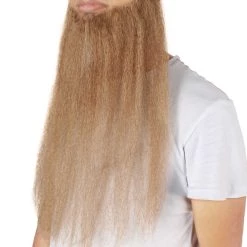 HPO Men's Chin Curtain Style Long Beard Set | Brown Cosplay Beard