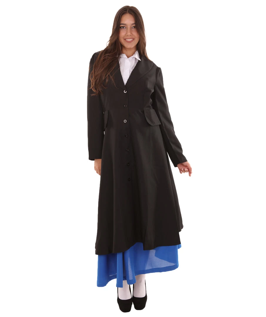 HPO Adult Women's English Nanny Marry TV/Movie Costume | Black & Blue Cosplay Costume 2 HPO Adult Women's English Nanny Marry TV/Movie Costume | Black & Blue Cosplay Costume