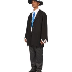 HPO Adult Men's Gothic Zombie Scary Costume | Black Halloween Costume