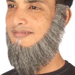 HPO Men's Chin Curtain Style Long Beard Set | Gray Cosplay Beard