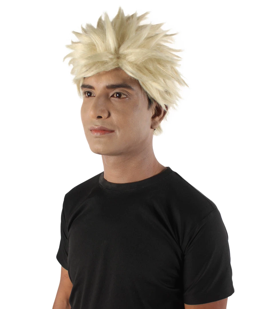 HPO Adult Men's Japanese Superhero Manga Blonde Spiky Wig 3 HPO Adult Men's Japanese Superhero Manga Blonde Spiky Wig