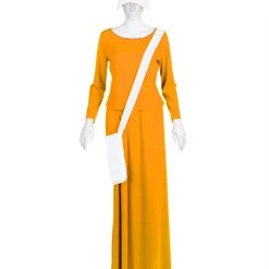 HPO Adult Women's Dress Handmaid With Bag And Bonnet Costume | Orange Cosplay Costume