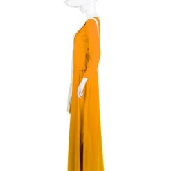 HPO Adult Women's Dress Handmaid With Bag And Bonnet Costume | Orange Cosplay Costume