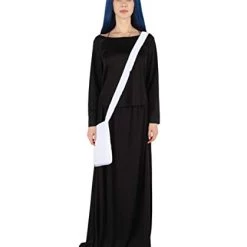 HPO Adult Women's Dress Handmaid Costume With Bag And Bonnet | Black Cosplay Costume