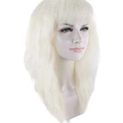 HPO Super Girl Villain Womens Wig | White Cosplay Wig | Premium Breathable Capless Cap Men's