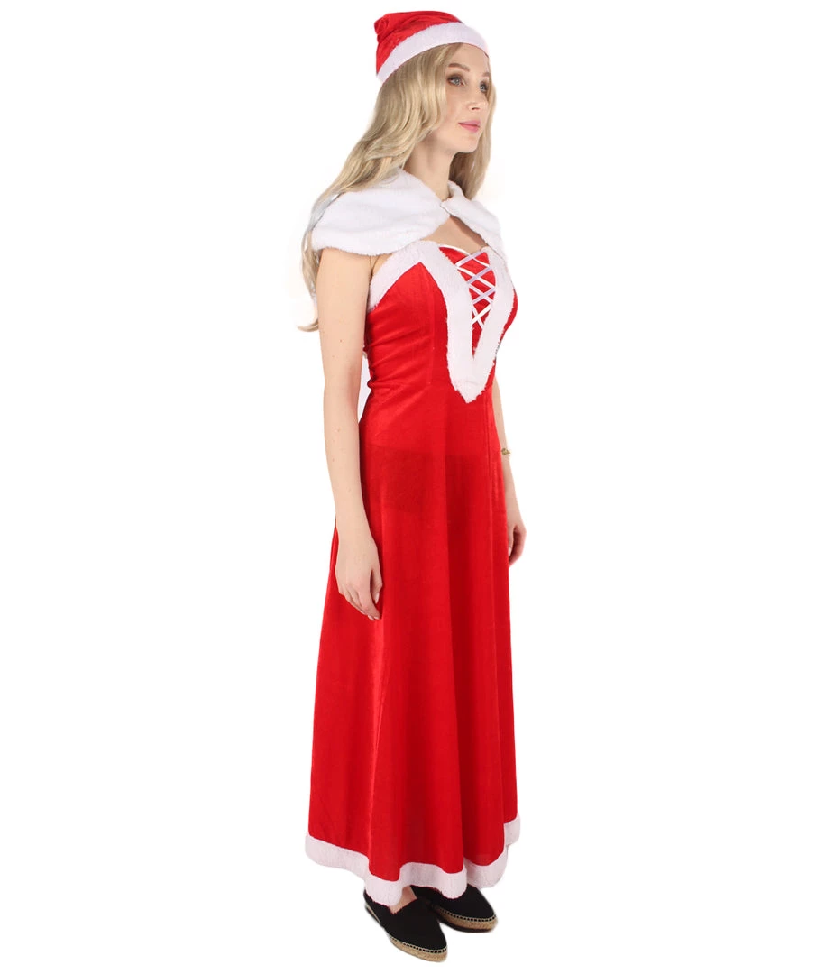 HPO Men's Adult Women Luxury Miss Santa Costume | Red & White Christmas Costume 6 HPO Men's Adult Women Luxury Miss Santa Costume | Red & White Christmas Costume