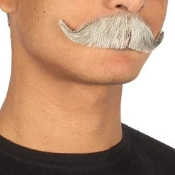 HPO Men's HandLebar Style Moustache Set | White Cosplay Facial Hair