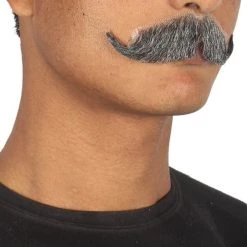 HPO Men's HandLebar Style Moustache Set | Gray Cosplay Facial Hair