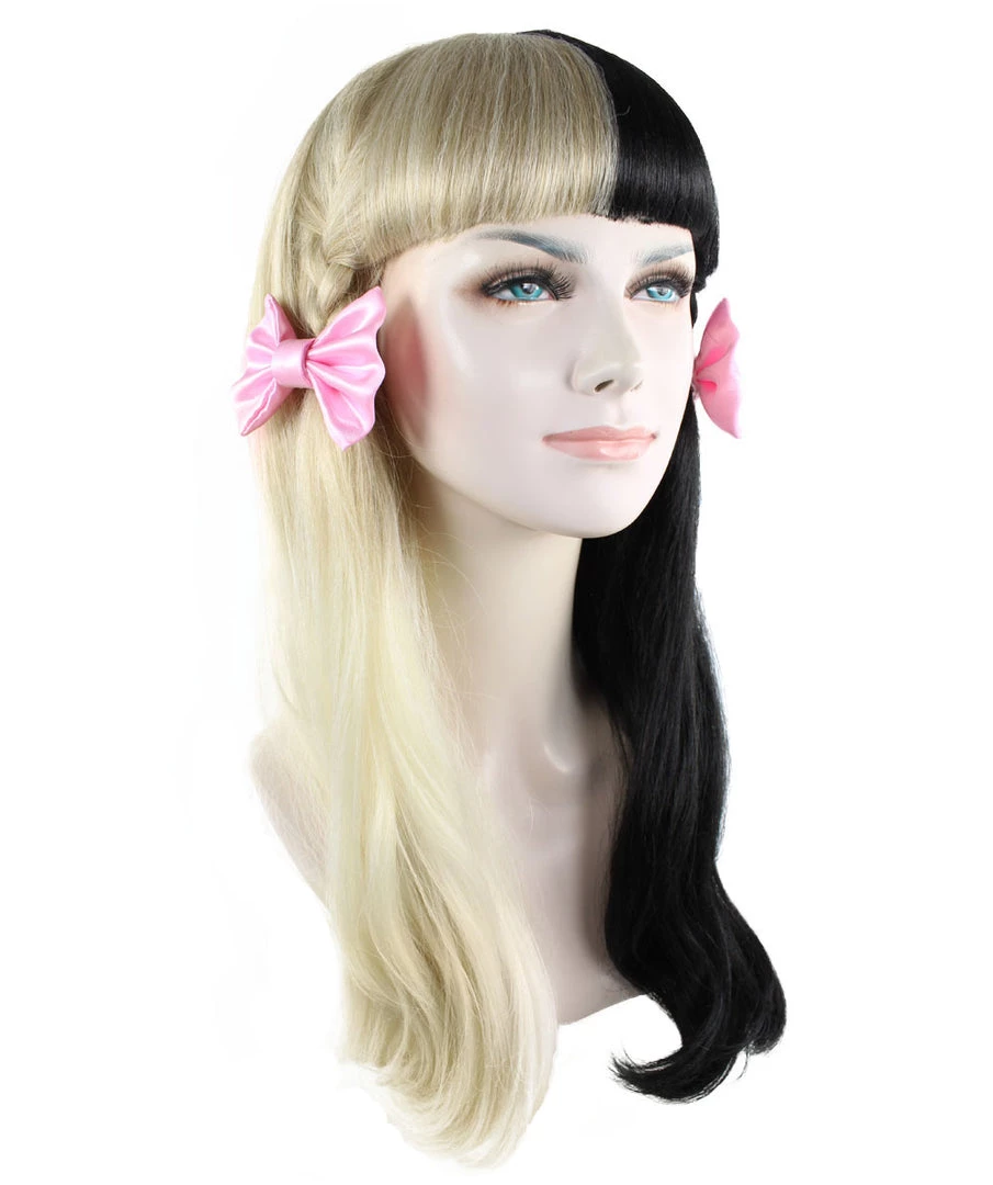 HPO Adult Womens Wig W/ Light Pink Bows | Black & Blonde Celebrity Wig | Premium Breathable Capless Cap Men's 6 HPO Adult Womens Wig W/ Light Pink Bows | Black & Blonde Celebrity Wig | Premium Breathable Capless Cap Men's