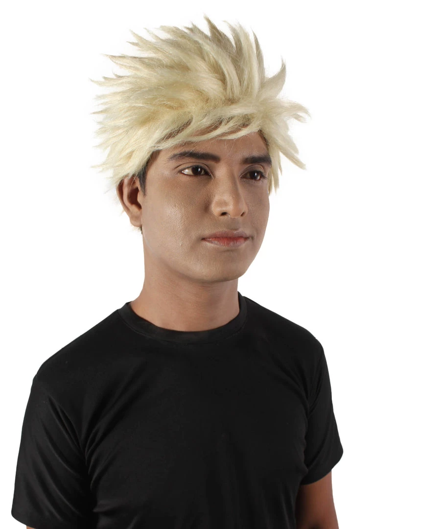 HPO Adult Men's Japanese Superhero Manga Blonde Spiky Wig 7 HPO Adult Men's Japanese Superhero Manga Blonde Spiky Wig