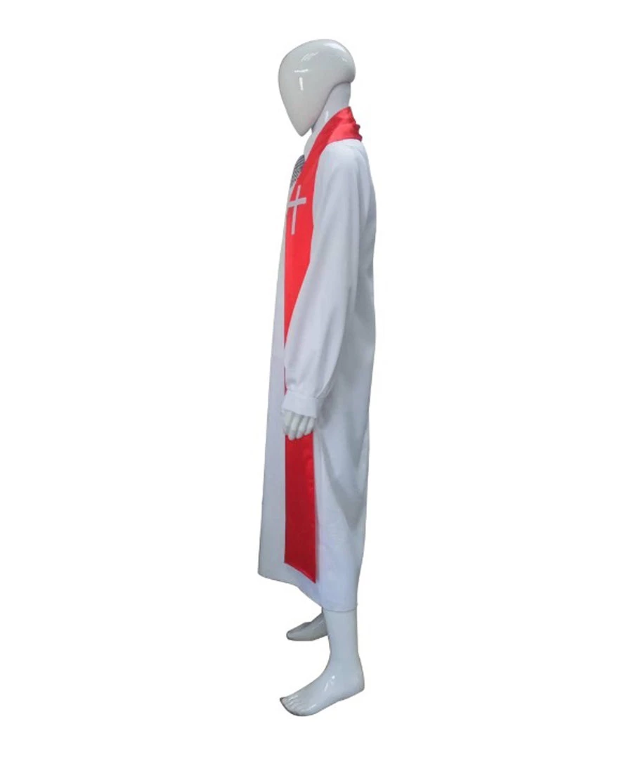 HPO Adult Men's Priest Robe Costume | White & Red Halloween Costume 4 HPO Adult Men's Priest Robe Costume | White & Red Halloween Costume