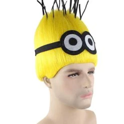 HPO Animation Yellow Mens Wig | Short Yellow Cosplay Wig | Premium Breathable Capless Cap Men's