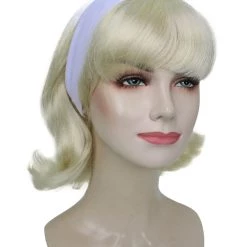 HPO Women's Blonde Color Straight Shoulder Length 50's Flip Wig With White Headband | Premium Breathable Capless Cap 16 HPO Women's Blonde Color Straight Shoulder Length 50's Flip Wig With White Headband | Premium Breathable Capless Cap