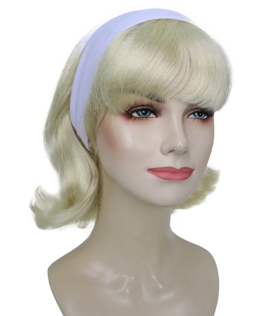HPO Women's Blonde Color Straight Shoulder Length 50's Flip Wig With White Headband | Premium Breathable Capless Cap 7 HPO Women's Blonde Color Straight Shoulder Length 50's Flip Wig With White Headband | Premium Breathable Capless Cap