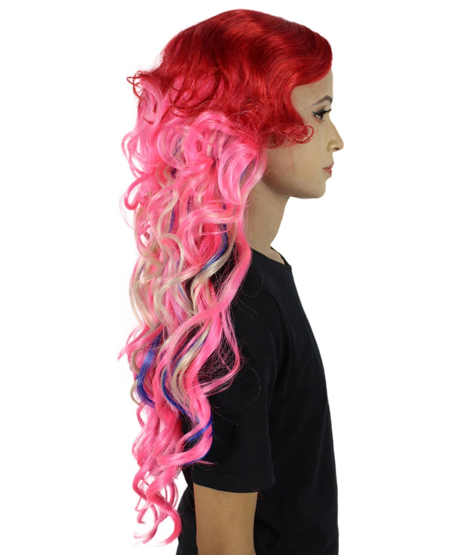 HPO Men's Red-Pink Womens Wig | Character Cosplay Halloween Wig | Premium Breathable Capless Cap 6 HPO Men's Red-Pink Womens Wig | Character Cosplay Halloween Wig | Premium Breathable Capless Cap