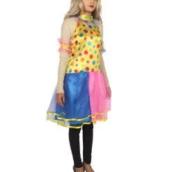 HPO Adult Women's Circus Clown Party Dress Costume | Multi Color Cosplay Costume