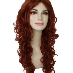 BC Adult Women's Red Color Curly Long Length Trendy Red Head Wig 10 BC Adult Women's Red Color Curly Long Length Trendy Red Head Wig