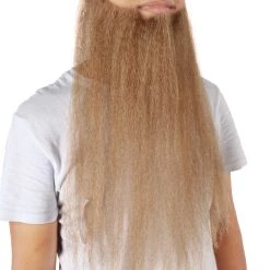 HPO Men's Chin Curtain Style Long Beard Set | Brown Cosplay Beard