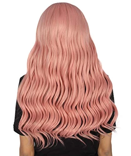 HPO Adults Women Long Length Wavy Wigs | Lt. Pink Cosplay Wigs | Premium Breathable Capless Cap 4 HPO Adults Women Long Length Wavy Wigs | Lt. Pink Cosplay Wigs | Premium Breathable Capless Cap
