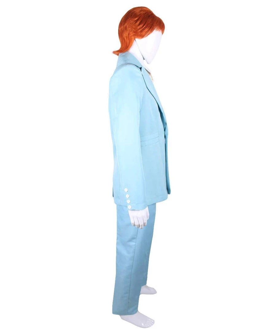 HPO 70's Rock Star | Powder Blue Suit With Dickie And Tie | Premium Halloween Costume | Multiple Color Options Men's 48 HPO 70's Rock Star | Powder Blue Suit With Dickie And Tie | Premium Halloween Costume | Multiple Color Options Men's