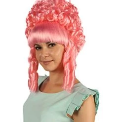 HPO Womens French Colonial Marie Antoinette Wig | Neon Pink Historical Cosplay Wigs | Premium Breathable Capless Cap Women's 31 HPO Womens French Colonial Marie Antoinette Wig | Neon Pink Historical Cosplay Wigs | Premium Breathable Capless Cap Women's
