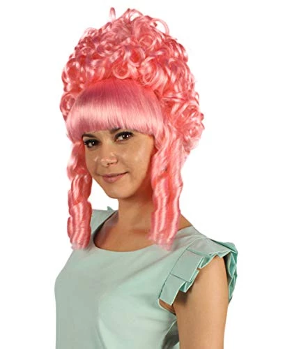 HPO Womens French Colonial Marie Antoinette Wig | Neon Pink Historical Cosplay Wigs | Premium Breathable Capless Cap Women's 9 HPO Womens French Colonial Marie Antoinette Wig | Neon Pink Historical Cosplay Wigs | Premium Breathable Capless Cap Women's