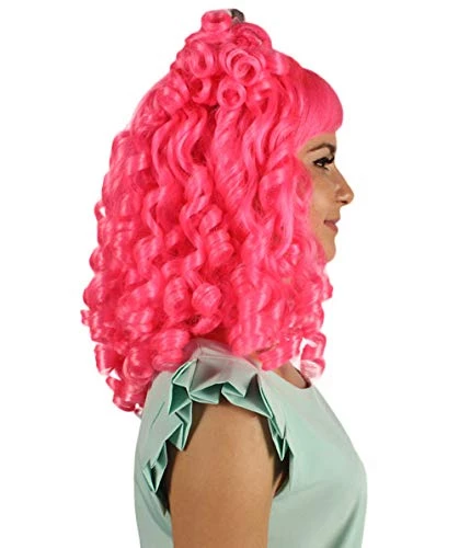 HPO Women's Womens Colonial Lady Pink Curly Wig | Premium Breathable Capless Cap 5 HPO Women's Womens Colonial Lady Pink Curly Wig | Premium Breathable Capless Cap