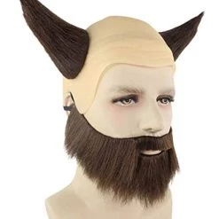 HPO Mighty Viking Mens Wig With Beard Set | Wig With Bald Cap And Horn