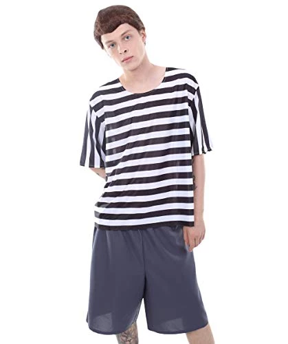HPO Adult Men's Striped TV/Movie Costume | Black And White Cosplay Costume 1 HPO Adult Men's Striped TV/Movie Costume | Black And White Cosplay Costume