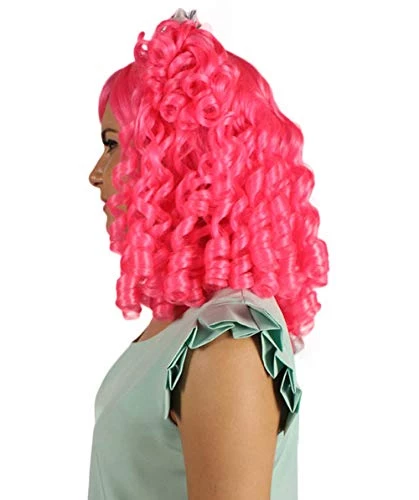 HPO Women's Womens Colonial Lady Pink Curly Wig | Premium Breathable Capless Cap 3 HPO Women's Womens Colonial Lady Pink Curly Wig | Premium Breathable Capless Cap