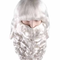 HPO Men's Mens Father Xmas Santa Claus Wig And Beard Set | White Merry Christmas Santa Wig | Premium Breathable Capless Cap