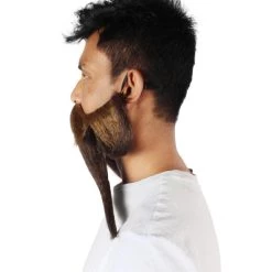 HPO Adult Men's Giant Brown Twisted Wizard Champion Mustache And Beard