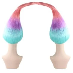 HPO Women Twin Trolls Style Wig | Multicolor Cosplay Wig | Premium Breathable Capless Cap Men's