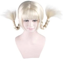 HPO Women Wig For Cosplay | Blonde Braided Character Cosplay Halloween Wig | Premium Breathable Capless Cap Men's