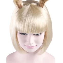 HPO Rabbit Blonde Womens Bob Wig | Animal Rabit Character Cosplay Halloween Wig | Premium Breathable Capless Cap Men's 15 HPO Rabbit Blonde Womens Bob Wig | Animal Rabit Character Cosplay Halloween Wig | Premium Breathable Capless Cap Men's
