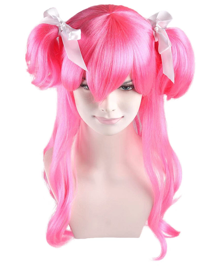 HPO Men's Long Pink Womens Pigtails | Long Pink Character Cosplay Halloween Wig | Premium Breathable Capless Cap 7 HPO Men's Long Pink Womens Pigtails | Long Pink Character Cosplay Halloween Wig | Premium Breathable Capless Cap