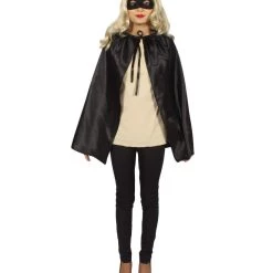 HPO Kids Child's Superhero Party Cape With Mask Set Costume | Black Cosplay Costume