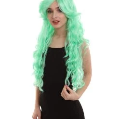 BC Women's Mint Green Color Curly Long Length Trendy Wig