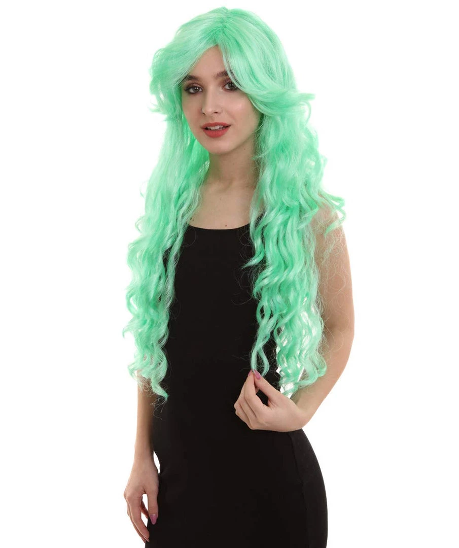 BC Women's Mint Green Color Curly Long Length Trendy Wig 2 BC Women's Mint Green Color Curly Long Length Trendy Wig