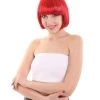 FLAGWIGS Bright Red Bob With Tinsel | Sparkly Celebrity Halloween Wig | Premium Breathable Capless Cap