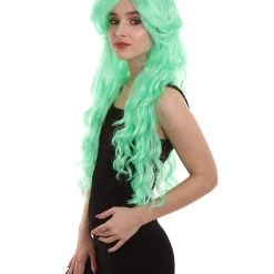 BC Women's Mint Green Color Curly Long Length Trendy Wig 10 BC Women's Mint Green Color Curly Long Length Trendy Wig