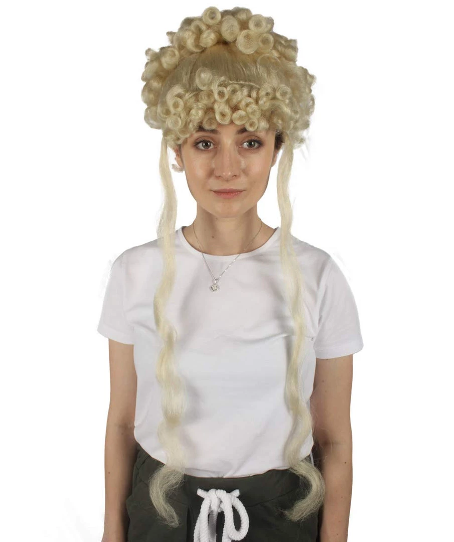HPO Women's Womens Colonial Historical Curly Wigs | Blonde Cosplay Wig | Premium Breathable Capless Cap 1 HPO Women's Womens Colonial Historical Curly Wigs | Blonde Cosplay Wig | Premium Breathable Capless Cap