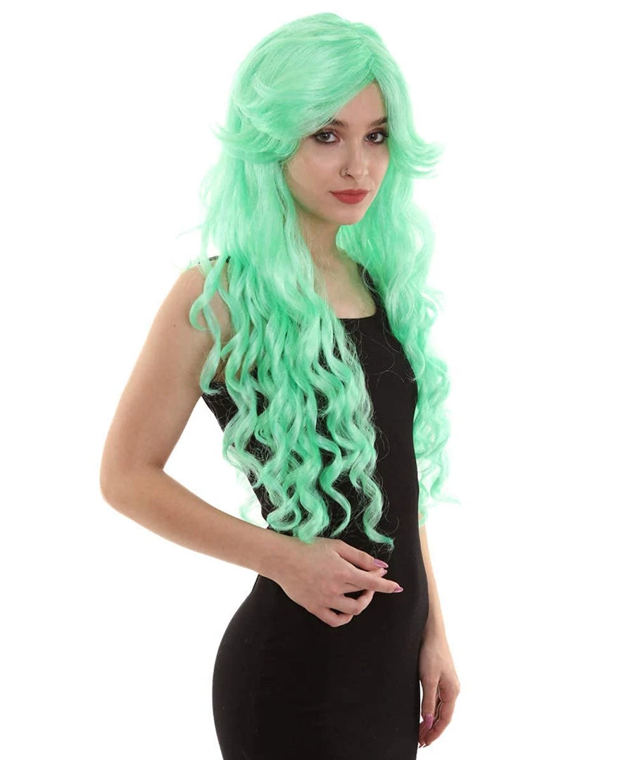 BC Women's Mint Green Color Curly Long Length Trendy Wig 5 BC Women's Mint Green Color Curly Long Length Trendy Wig