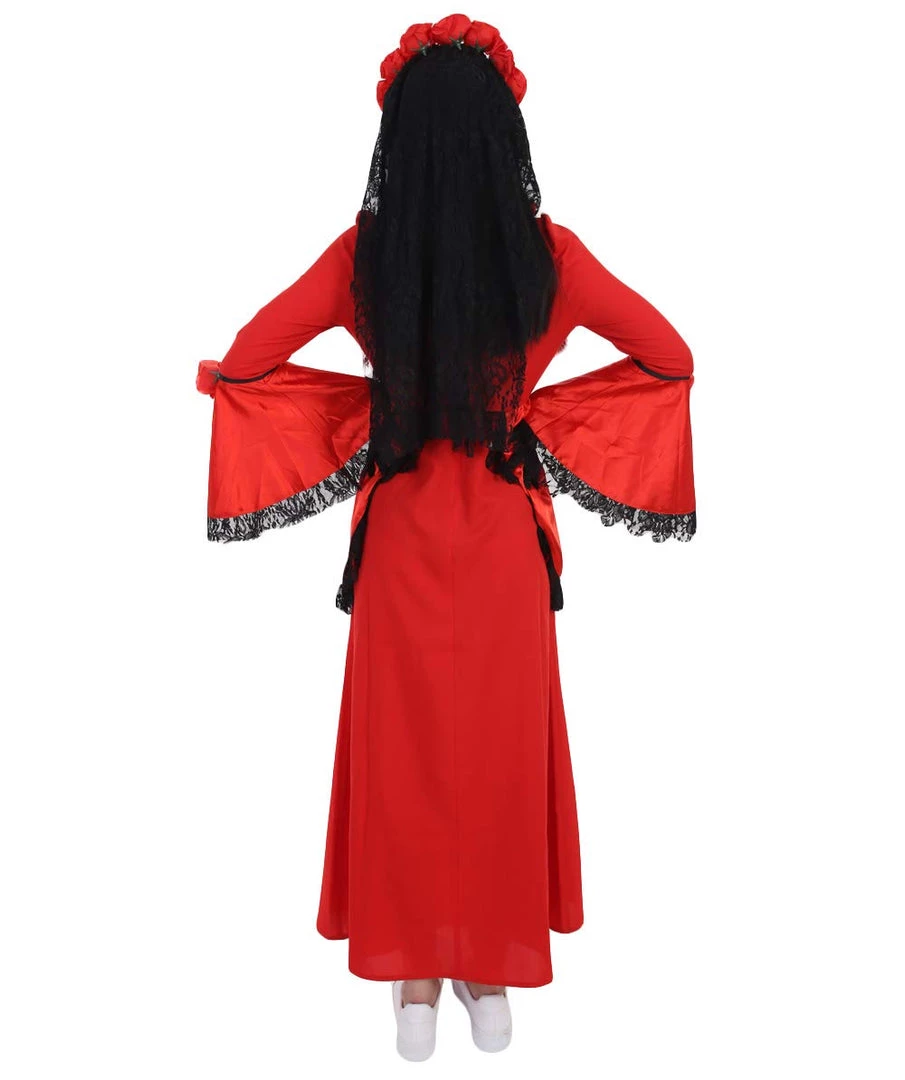 HPO Adult Women's Day Of The Dead Bride Costume | Red Cosplay Costume 5 HPO Adult Women's Day Of The Dead Bride Costume | Red Cosplay Costume