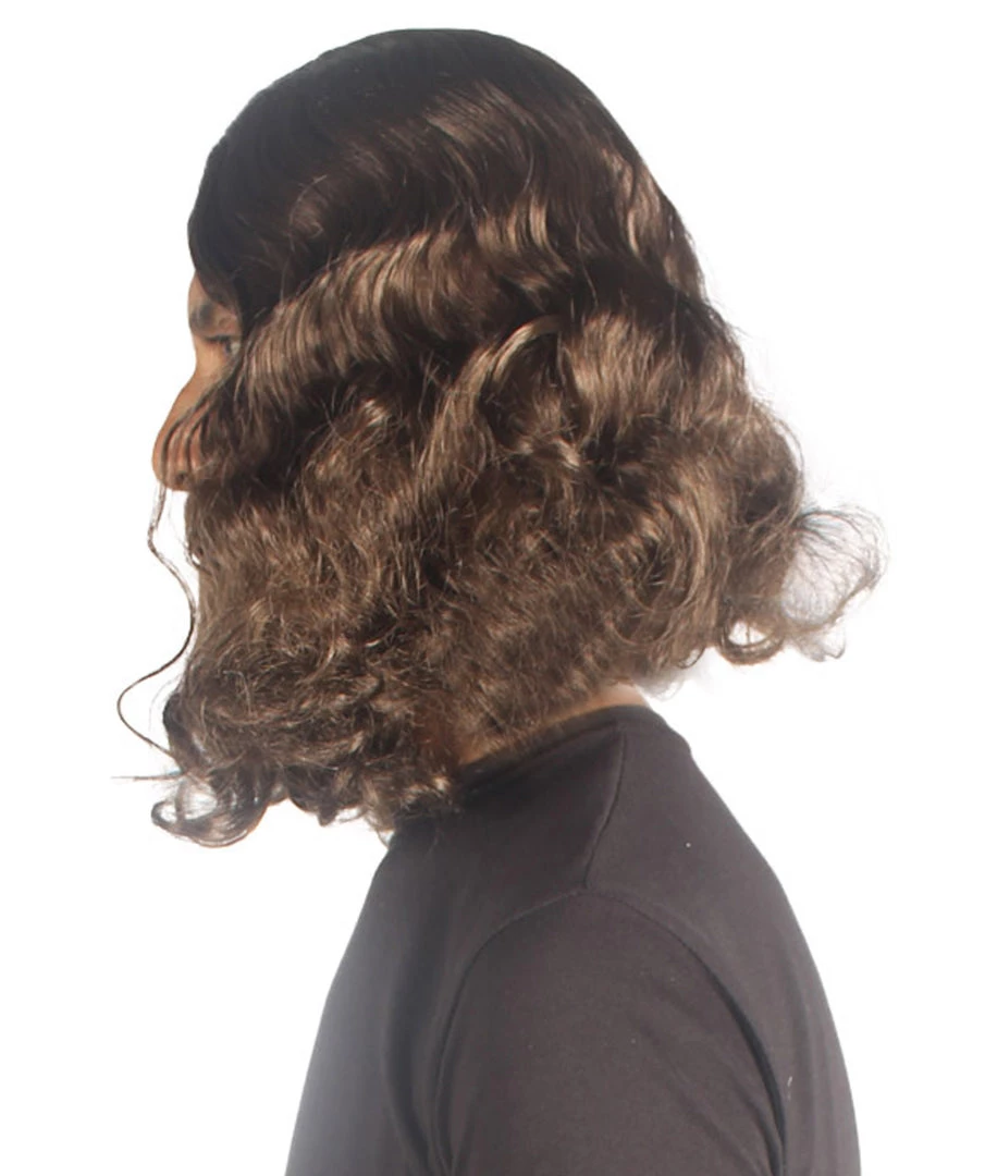 HPO Mens Biblical Wig And Beard Set Brown | Premium Breathable Capless Cap 4 HPO Mens Biblical Wig And Beard Set Brown | Premium Breathable Capless Cap