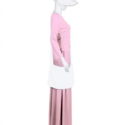 HPO Adult Women's Dress Handmaid Costume With Bag And Bonnet | Pink Cosplay Costume