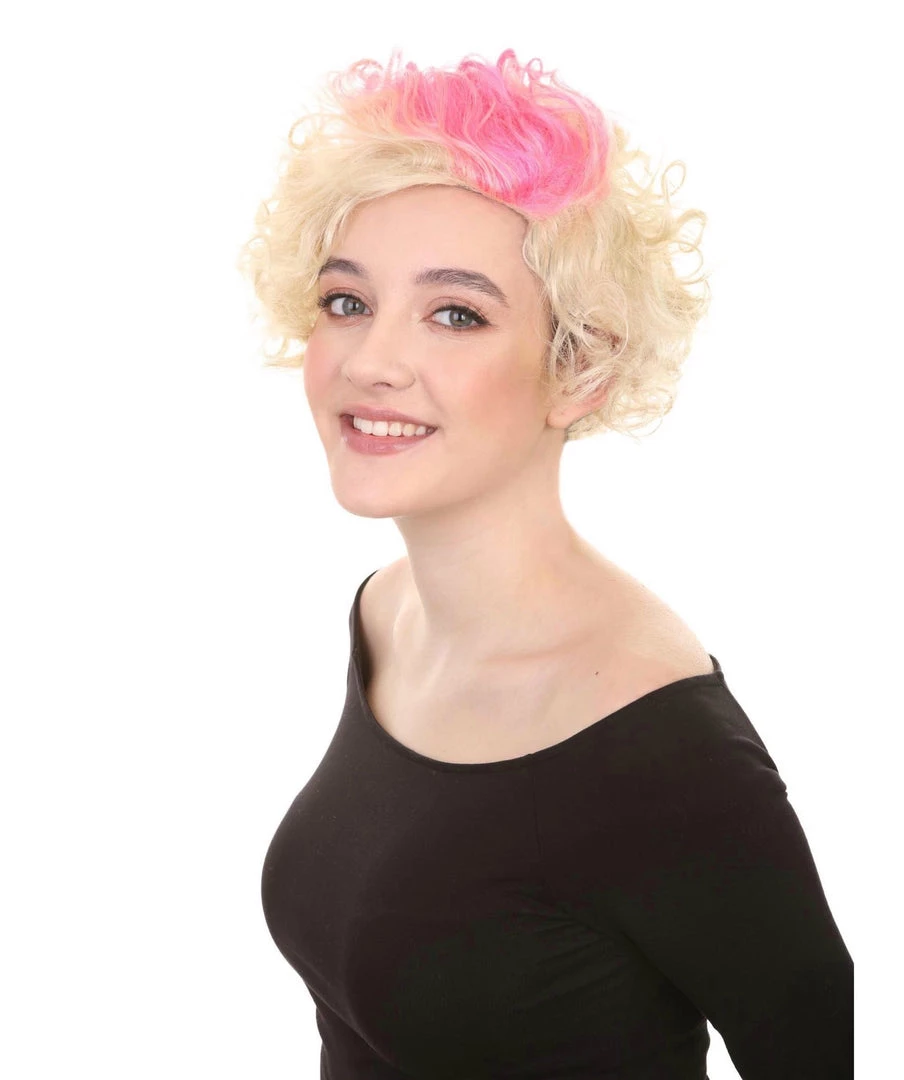 HPO Womens Flapper Girl Wig | Fancy Pink Blond Halloween Wig | Premium Breathable Capless Cap Men's 2 HPO Womens Flapper Girl Wig | Fancy Pink Blond Halloween Wig | Premium Breathable Capless Cap Men's