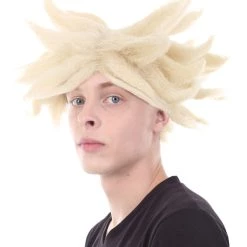 HPO Anime Spike Wig | Blonde TV/Movie Wigs | Premium Breathable Capless Cap 11 HPO Anime Spike Wig | Blonde TV/Movie Wigs | Premium Breathable Capless Cap