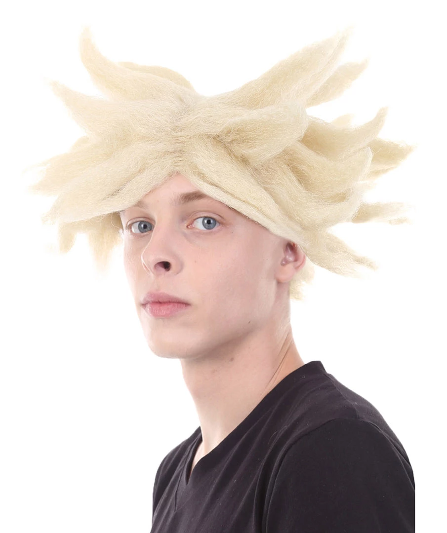 HPO Anime Spike Wig | Blonde TV/Movie Wigs | Premium Breathable Capless Cap 3 HPO Anime Spike Wig | Blonde TV/Movie Wigs | Premium Breathable Capless Cap